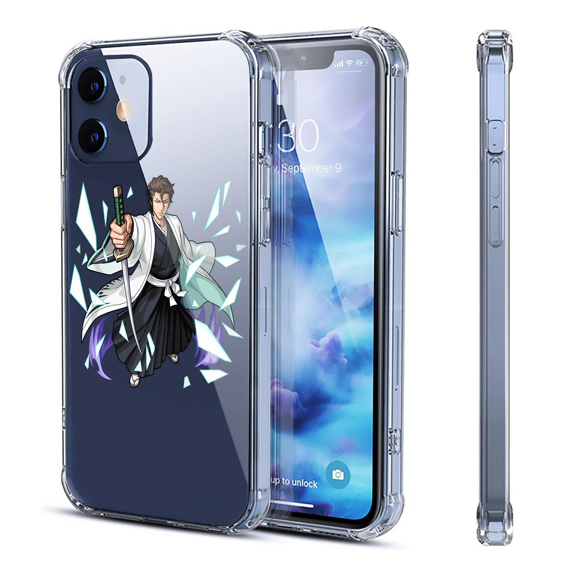 （画像用） ブリーチ 藍染 惣右介（あいぜん そうすけ） BLEACH Aizen Sousuke 【iPhone 12シリーズ対応】透明スマホケース（クリアソフトケース）